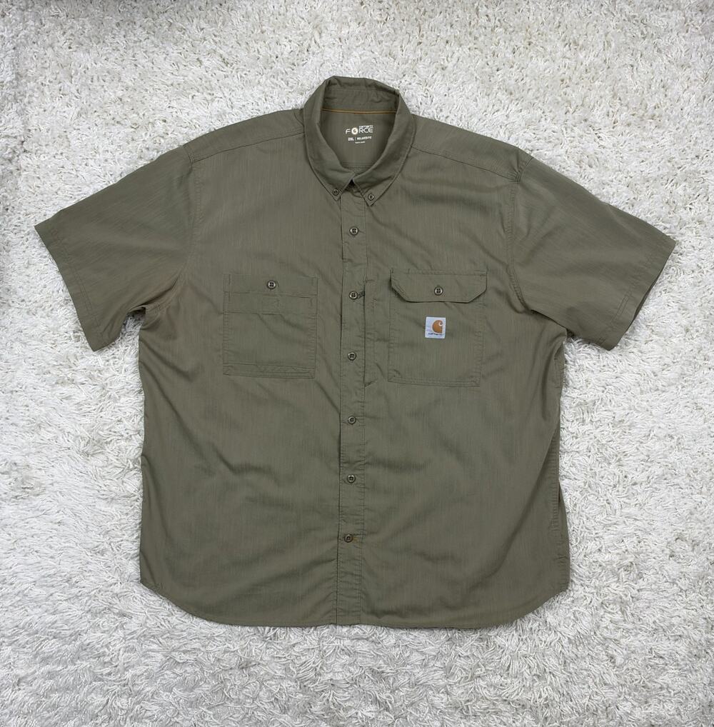 Carhartt Force Ridgefield Shirt Mens 2XL Burnt Olive Short Sleeve Vented 102417